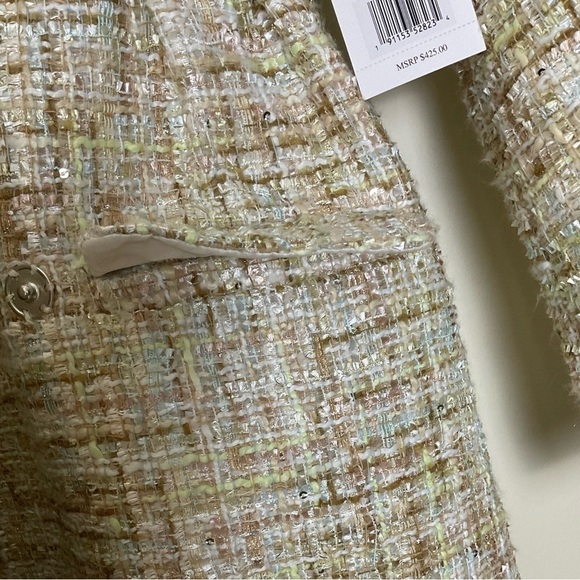 Jason Wu Sparkle Boucle Tweed Cream Double Breast Long Blazer - Picture 13 of 15